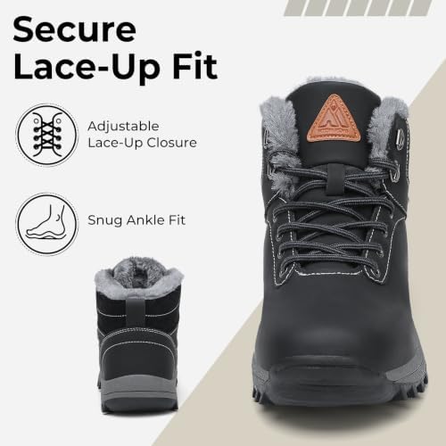 Mishansha Men's Waterproof Snow Boots, Insulated Winter Hiking Boots
