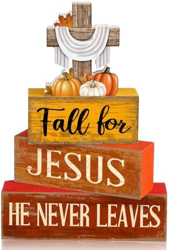 Lineshading 4 Pcs Fall Decoration For Home Fall Religious Wooden Signs