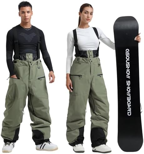 GSOU SNOW Mens Womens Snowboard Pants-Baggy Ski Snow Bibs