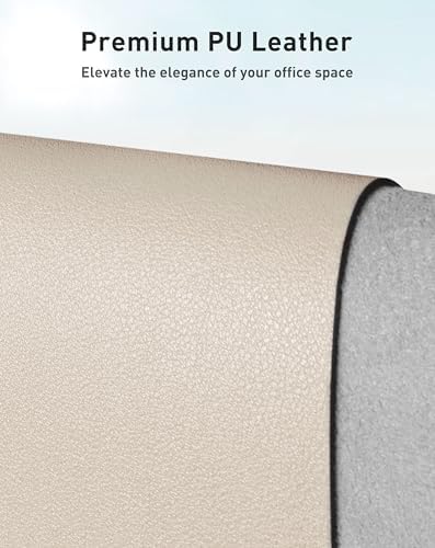 Aothia Faux Leather Desk Mat - Large Mouse Pad, Non-Slip PU Leather Blotter, Waterproof Writing Surface for Office and Home (Eggshell, 63" x 24")