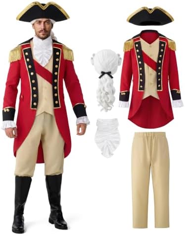 Spooktacular Creations Men's Red George Washington Costume, Colonial Costume Adult for Men, Historical Outfit for Cos