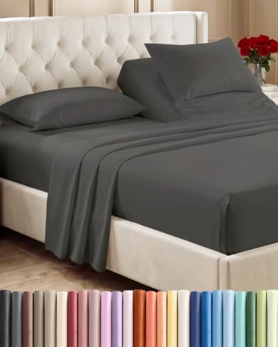 Flex Top Split Head King 4 Piece Sheet Set - Soft & Breathable - Charcoal