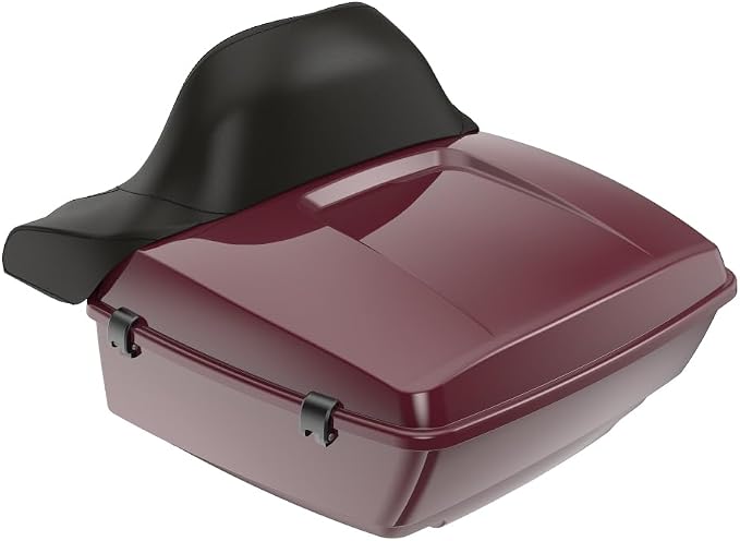 Advanblack Road Glide Tour Trunk Pack Crimson Red Sunglo King Tour Trunk Pack Luggage +Wrap-Around Backrest Pad for '97-'25 Harley Touring Road King Street Glide Electra Glide CVO Models