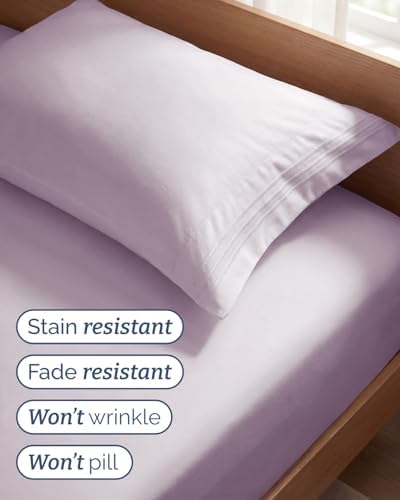Twin Size 3 Piece Sheet Set - Breathable & Cooling Sheets - Light Lavender