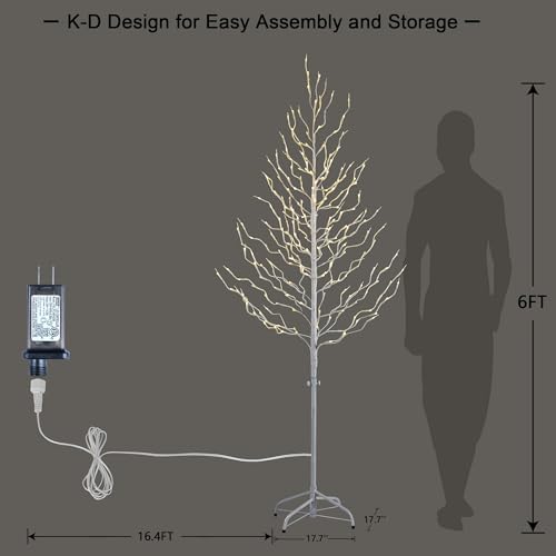 Lightshare Twisted 6FT Warm White Star Light Christmas Tree, White