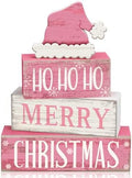 Moucuny 4 Pcs Christmas Wooden Tiered Tray Decor Farmhouse Table Signs