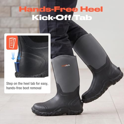 HISEA Men's Rain Boots Neoprene Rubber Boots Waterproof Insulated Mud Boots