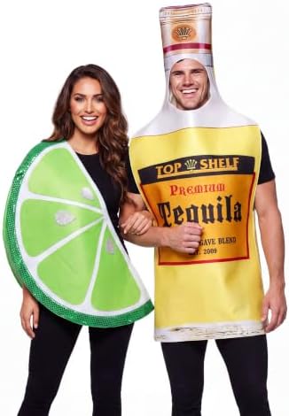 Adult Tequila Bottle and Lime Wedge Couples Costume Set | 2 Piece Food and Drink Outfits for Parties, Halloween