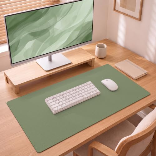 Leather Desk Pad Protector, 31.5" x 12", Sage Green Desk Mat