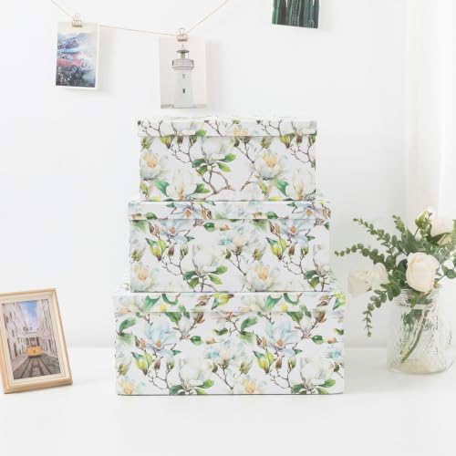 Soul & Lane - Magnolia Garden Decorative Storage Boxes with Lids, Set of 3