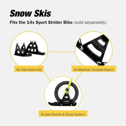 Strider 14x Snow Skis Set, Convert Balance Bike to Sled, for Ages 3–6 Years