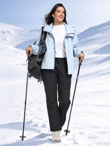 Womens Snow Ski Pants Waterproof Windproof Fleece Lined Warm Hiking Insulated Pants