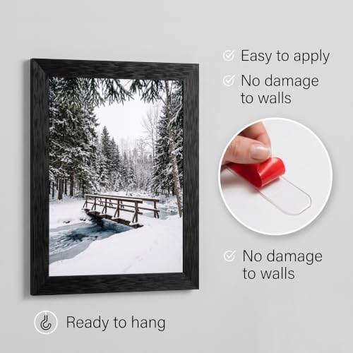 Framed Winter Bridge Canvas Wall Art, Rustic, Black Frame Inch 12x16