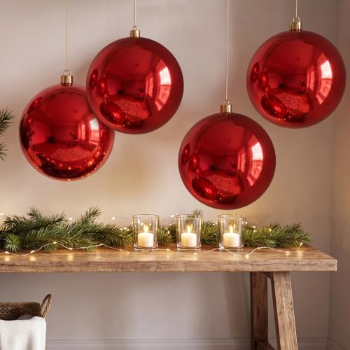 Threan 8 Inch Large Burgundy Shiny Christmas Ball Ornaments