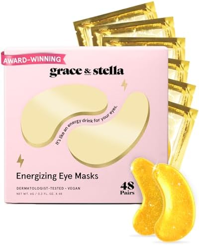 grace & stella Award Winning Under Eye Mask - Birthday Gifts for Women - Gel Eye Patches for Dark Circles, Puffy Eyes, Wrinkles, Undereye Bags - Gifts for Teen Girls - Vegan (48 Pairs, Gold)