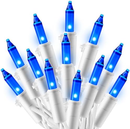 Joiedomi Christmas Lights Outdoor,100 Count Blue Christmas Tree Lights Indoor,21.4ft String Xmas Decorations for Dorm Classroom Bedroom Holiday Wedding Party,White Wire