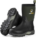 Kalkal Rubber Boots for Men, Waterproof Insulated Mid Calf Mens Rain Boots