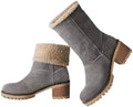 VIMISAOI Mid calf Winter Boots for Women Warm Ankle Snow Chunky Heel Boots