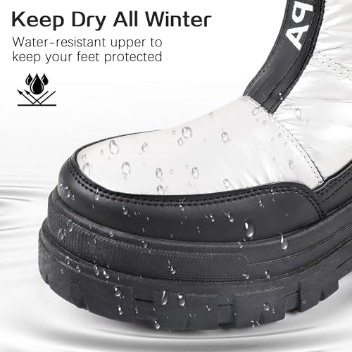 Women's Warm Insulated Fashion Winter Boots, Mid-Calf Waterproof Snow Boots