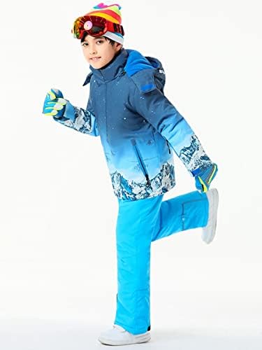WOWULOVELY Big Boy's 2-Piece Colorblock Snow Pants and Jacket Snowsuit Ski Suit
