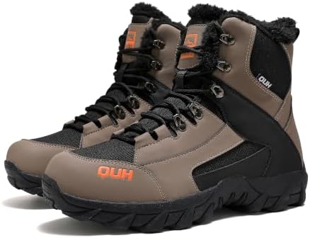 QUH Winter Snow Boots Waterproof Military Training Fur Lined Anti Slip Warm Boots Thickened Cotton Walking Ankle Boots For Man