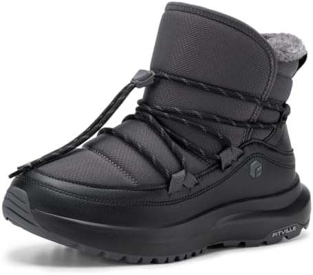 FitVille Wide Width Snow Boots for Women Slip On Fur Lined Ankle Booties