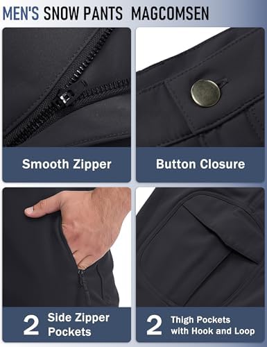 MAGCOMSEN Snow Pants for Men Fleece Lined Softshell Winter Men's Ski Pants