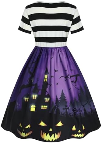 ZEZCLO Women's Plus Size Halloween Dress Pumpkin Halloween Costume Dresses