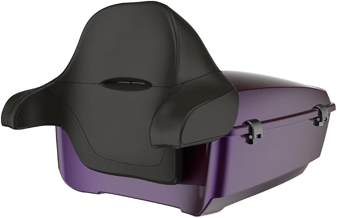 Advanblack Road Glide Tour Trunk Pack Hard Candy Mystic Purple Flake King Tour Trunk Pack Luggage +Wrap-Around Backrest Pad for '97-'25 Harley Touring Road King Street Glide Electra Glide CVO models