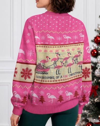 34HD Ugly Xmas Sweater–Funny Knit Christmas Sweater for Women & Men 2025, Long Sleeve Crewneck Holiday Pullover, Unisex Gift
