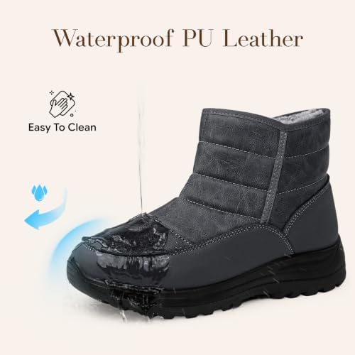 SHIBEVER Women Winter Snow Boots: Waterproof Slip on Fur Warm Ankle Boot