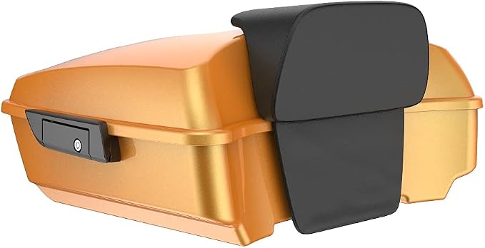 Advanblack Road Glide Tour Trunk Pack Hard Candy Gold Flake Chopped Tour Trunk Pack Backrest Pad for '97-'25 Harley Touring Road King Street Glide Electra Glide CVO models