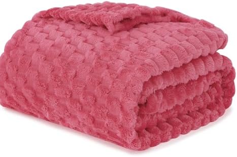 Rose Pink Throw Blanket 108"×90"Gifts for Mom Fuzzy 3D Jacquard Decorative