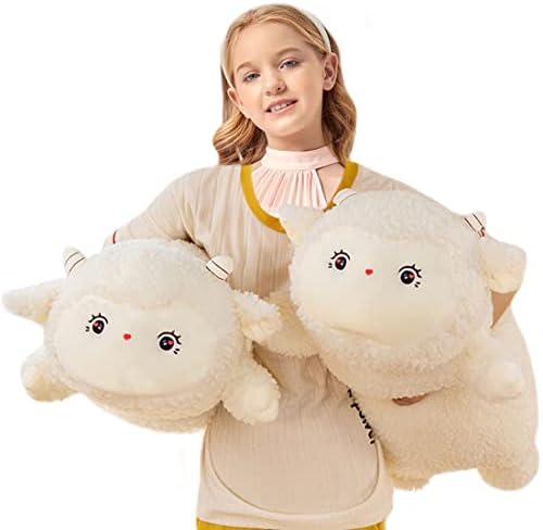 ELAINREN Giant White Lamb Plush Huggable Pillow Soft Sheep Stuffed Toy/23''