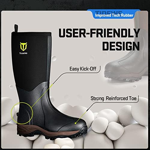 TIDEWE Rubber Neoprene Boots for Men and Women, Waterproof Rain Boot