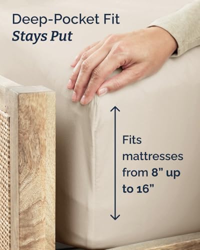 Twin Size 3 Piece Sheet Set - Comfy Breathable & Cooling Sheets - Wheat