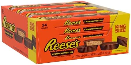 REESE'S Milk Chocolate King Size Peanut Butter Cups, 2.8 oz, 24 Ct