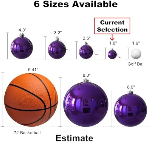 Purple 1.6" Small Christmas Balls Christmas Tree Decoration Ornaments Shatterproof Hanging Balls for Birthday Halloween Holiday Wedding Decorations Set of 18pcs