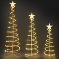 Set of 3 Christmas Spiral Tree Lights, 3/4/5 FT Holiday Decor, Warm White