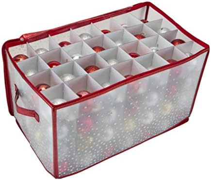 Simplify Organizer Container, Holds Total of 448 Amongst 4 Bags, 2.5” Slots, Durable, See Through for Easy Viewing ornament storage, 112 Count-4PK, Red (AZ-710011-4PK)