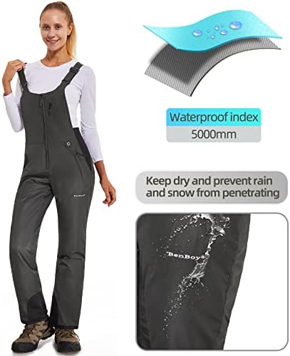 BenBoy Women's Snow Bibs Ski Waterproof Windproof Overalls