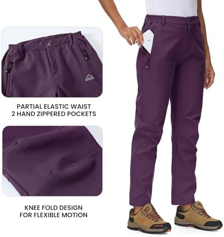 YSENTO Women's Hiking Pants Fleece Lined Winter Snow Ski Insulated Utility Work