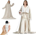 Bedsure Wearable Heated Blanket with Foot Pocket & Sleeves, 50x71+18" Cream