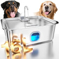 4.2Gal Dog Water Fountain for Large Dogs, 16L Stainless Steel Large Dog Fountain Water Bowl with Deeper & Wider Drinking Tray, Automatic Pet Water Dispenser with Visible Window for Multi-Pets Families