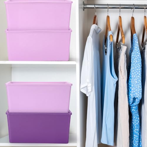 Menkxi 4 Pcs Storage Bins with Lids, Dark Purple, Light Purple, Small
