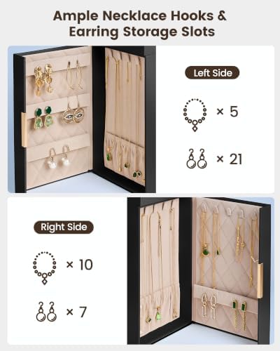 Lolalet Large Jewelry Box, 6-Layer Jewelry Organizer with 5 Drawers -Black