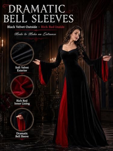 Women's Gothic Velvet Vampire Dress Victorian Halloween Costume