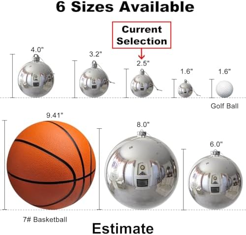 White & Silver 2.5" Christmas Balls Christmas Tree Decoration Ornaments Shatterproof Hanging Balls for Birthday Halloween Holiday Wedding Decorations Set of 10pcs