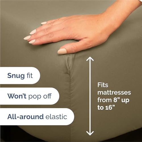 Split King Size 5 Piece Sheet Set - Breathable & Cooling Sheets - Khaki