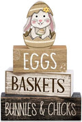 Lineshading 4 Pcs Wooden Farmhouse Tiered Tray Decor Rabbit Egg Signs